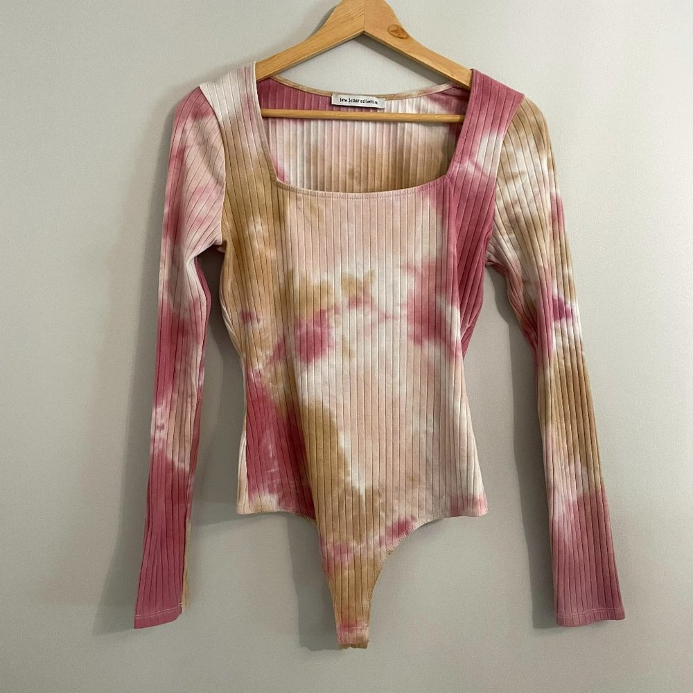 Pink & Tan Tie Dye Long Sleeve Bodysuit